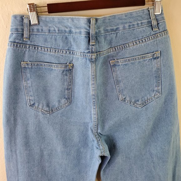 SHEIN Womens Blue Wash High Waist Ripped Factory Distressed Jeans - Picture 8 of 13